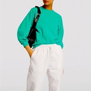 AGOLDE thora 3/4 sweatshirt in teal. NEVER WORN, great shape. XS.